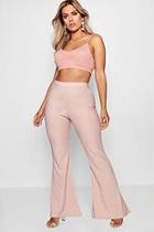 Boohoo Plus Beth Textured Flared High Waist Trouser