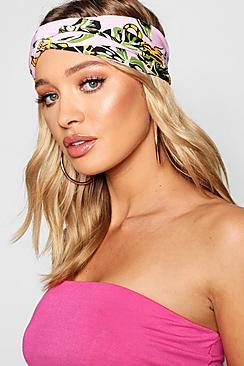 Boohoo Knot Front Tropical Print Headband