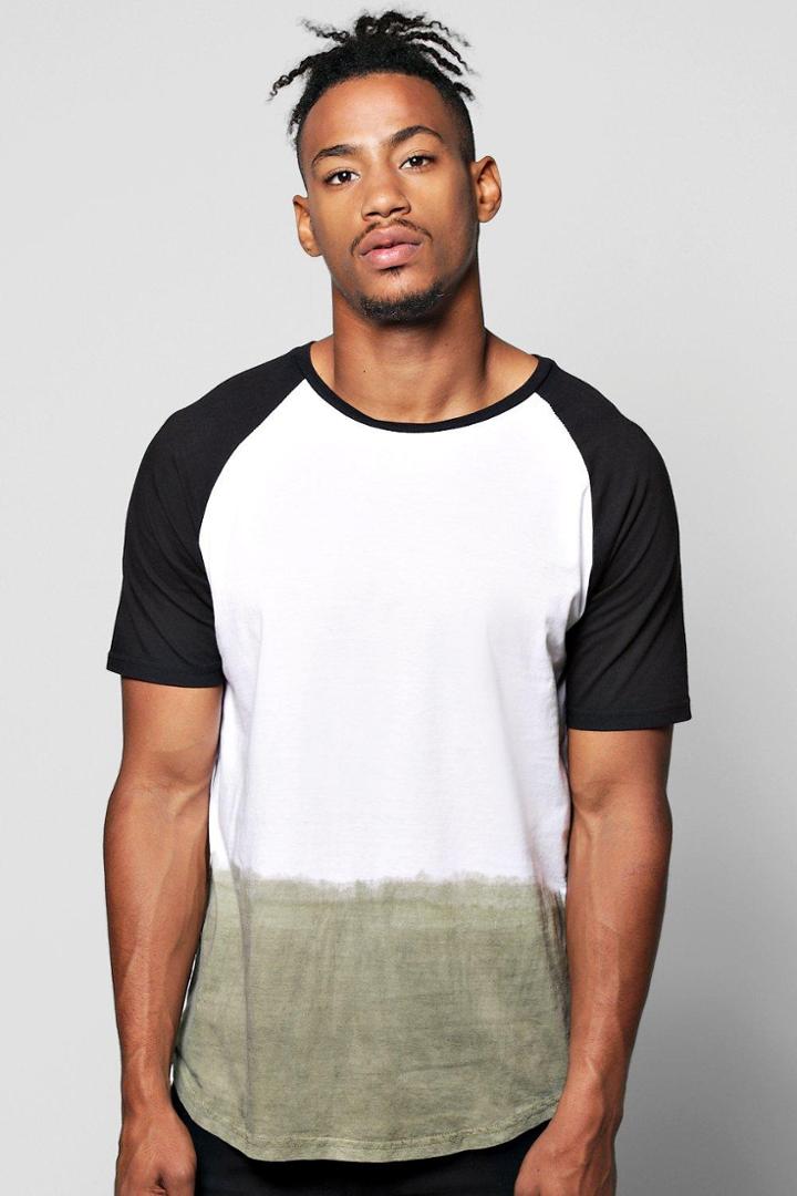 Boohoo Raglan T Shirt In Dip Dye Khaki