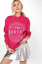 Boohoo Anna Oversized Printed Front Sweatshirt
