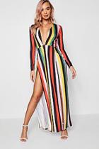 Boohoo Bethany Stripe Wrap Maxi Dress