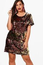 Boohoo Plus Olivia Multi Sequin Shift Dress