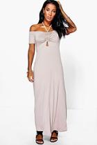 Boohoo Cassandra Halterneck Off Shoulder Maxi Dress