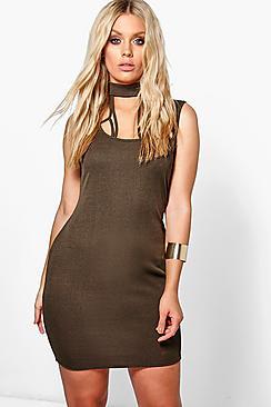 Boohoo Jordyn Strappy Ribbed Mini Dress