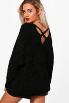 Boohoo Sadie Eyelash Cross Back Jumper