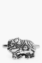 Boohoo Alice Engraved Boho Elephant Ring Silver