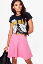 Boohoo Roseanna Colour Pop Skater Skirt Pink