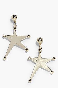 Boohoo Ellie Gold Star Drop Earrings
