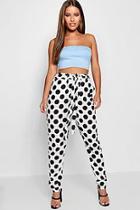 Boohoo Petite Tie Waist Spot Print Woven Pants