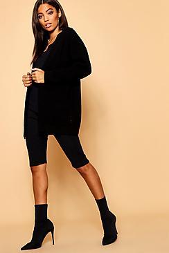 Boohoo Edge To Edge Waffle Knit Cardigan