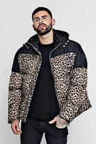 Boohoo Leopard Print Contrast Puffer