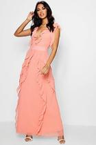 Boohoo Boutique  Waterfall Ruffle Maxi Dress