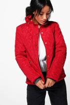 Boohoo Emily Cropped Quilted Bubble Coat Red