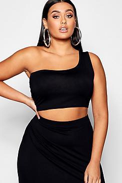 Boohoo Plus One Shoulder Crop Top