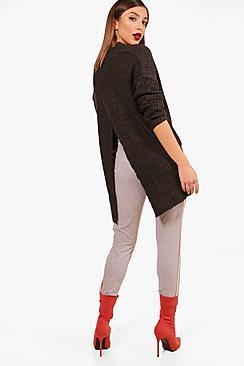 Boohoo Nancy V Neck Split Back Jumper