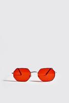 Boohoo Orange Lens Metal Frame Hexagonal Sunglasses