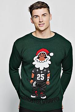Boohoo Gangster Wrapper Knitted Christmas Jumper