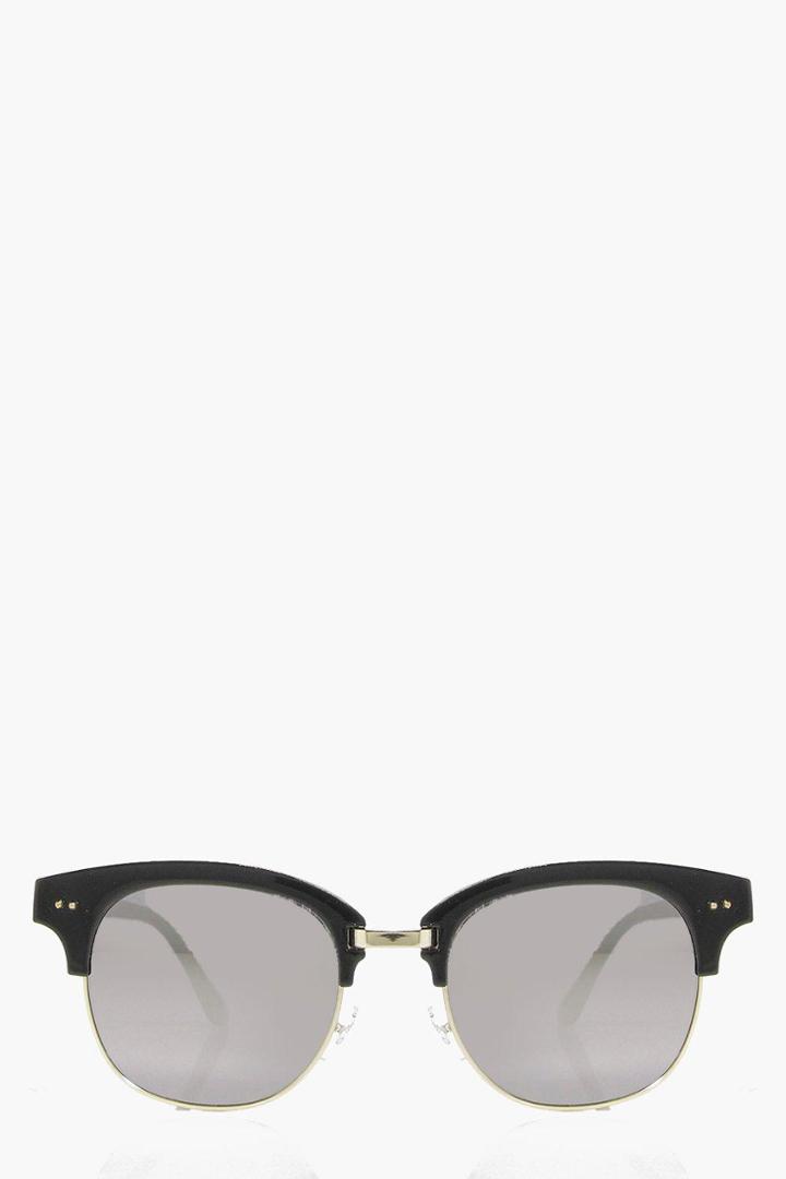 Boohoo Eva Mirrored Half Frame Fashion Glasses Silver
