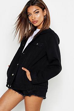 Boohoo Oversized Hooded Denim Jacket