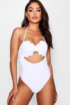 Boohoo Ibiza Scallop Jacquard Underwired Push Up Swimsuit