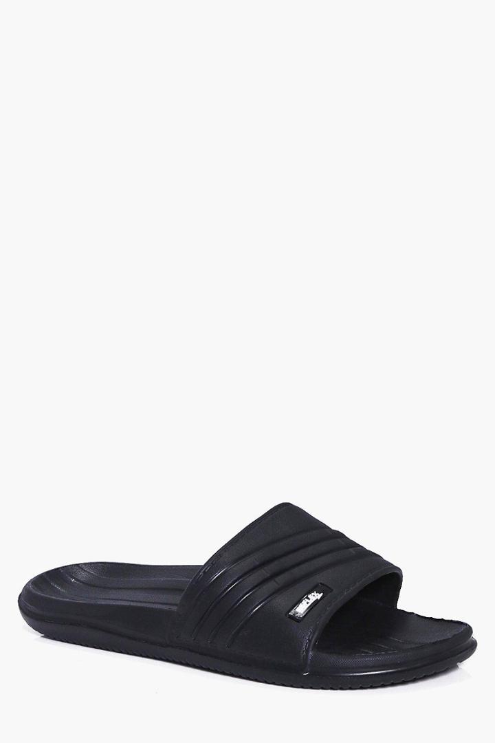 Boohoo Ridge Top Pool Slider Black