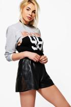 Boohoo Emily Pu Mesh Side Runner Shorts Black