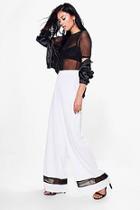 Boohoo Roxie Mesh Insert Wide Leg Trouser