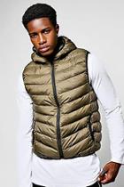 Boohoo Khaki Hooded Gilet With Chevron Quilting
