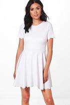 Boohoo Alice Scallop Detail Skater Dress