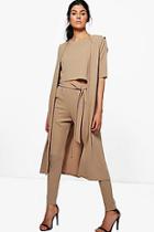 Boohoo Jill 3 Piece Trouser Crop & Duster Co-ord
