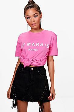 Boohoo Ella Le Marais Paris Slogan Tee