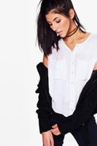 Boohoo Annabelle Boxy Sleeveless Shirt White