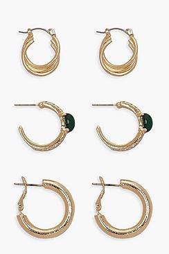 Boohoo Diamante Statement Hoop Multipack