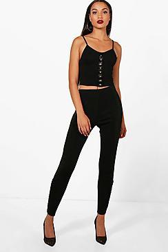 Boohoo Alisha Textured Slinky Rouched Hem Leggings