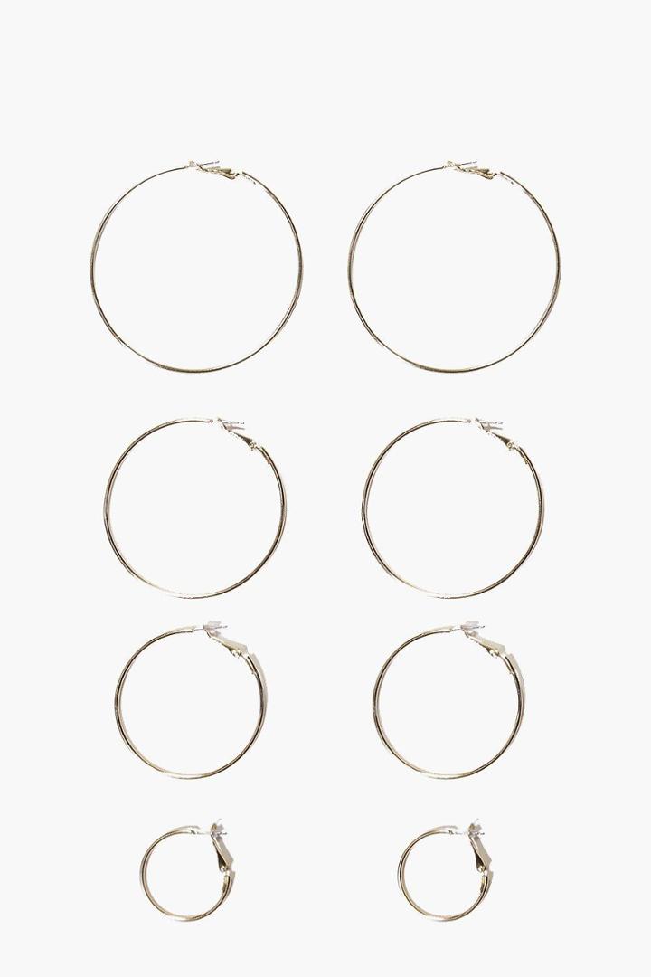 Boohoo Sophia Mixed Size Simple Hoop Earring Set Gold