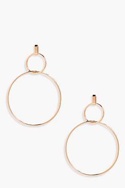 Boohoo Leanne Bar Stud Layered Hoop Earrings