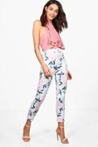Boohoo Leia Summer Floral Stretch Skinny Trousers Multi