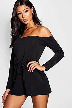 Boohoo Loopback Bardot Lounge Playsuit
