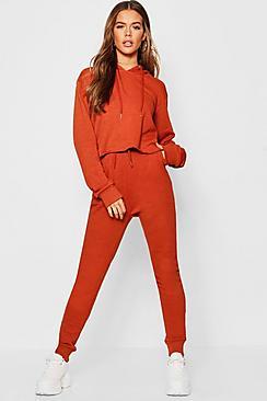 Boohoo Hooded Raw Edge Sweat & Jogger Set