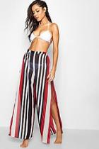 Boohoo Zoe Sailor Stripe Split Leg Beach Trousers