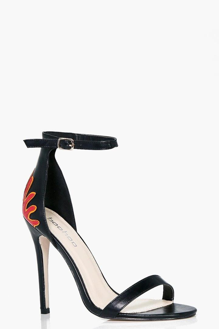 Boohoo Leila Flame Detail Two Part Sandal Black