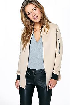 Boohoo Petite Layla Longline Scuba Bomber Jacket