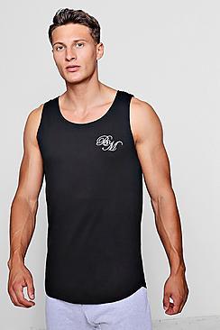 Boohoo Longline Vest With B And M Embroidered Logo