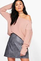 Boohoo Milly Off The Shoulder Jumper Nude