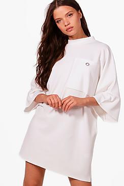 Boohoo Alana Oversized Pocket Detail Shift Dress