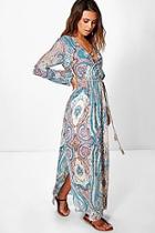 Boohoo Petite Polly Paisley Cage Back Maxi Dress