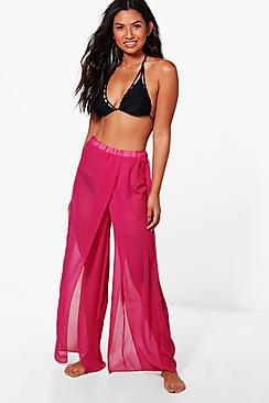 Boohoo Tegan Split Front Beach Trousers