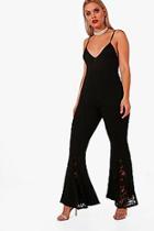 Boohoo Plus Sara Lace Trim Flare Trouser