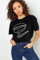 Boohoo Tall Amore Lips Slogan T-shirt