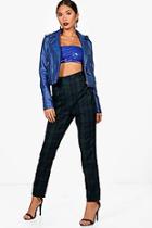 Boohoo Louise High Waisted Check Tapered Trouser